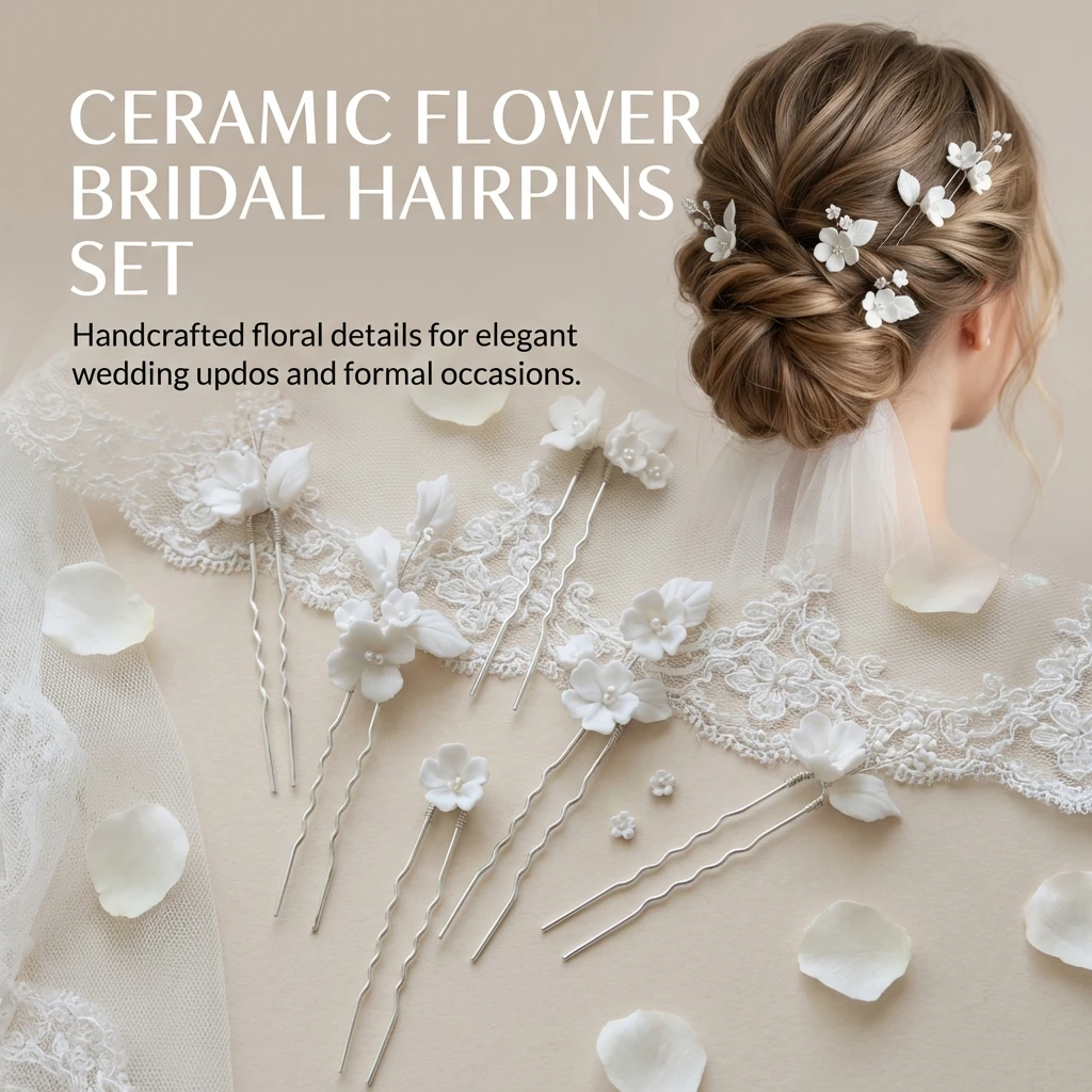 

Керамические жемчужные цветочные заколки для волос, набор свадебных заколок, белые миниатюрные украшения для волос, аксессуары для волос, женские украшения для волос, подарки