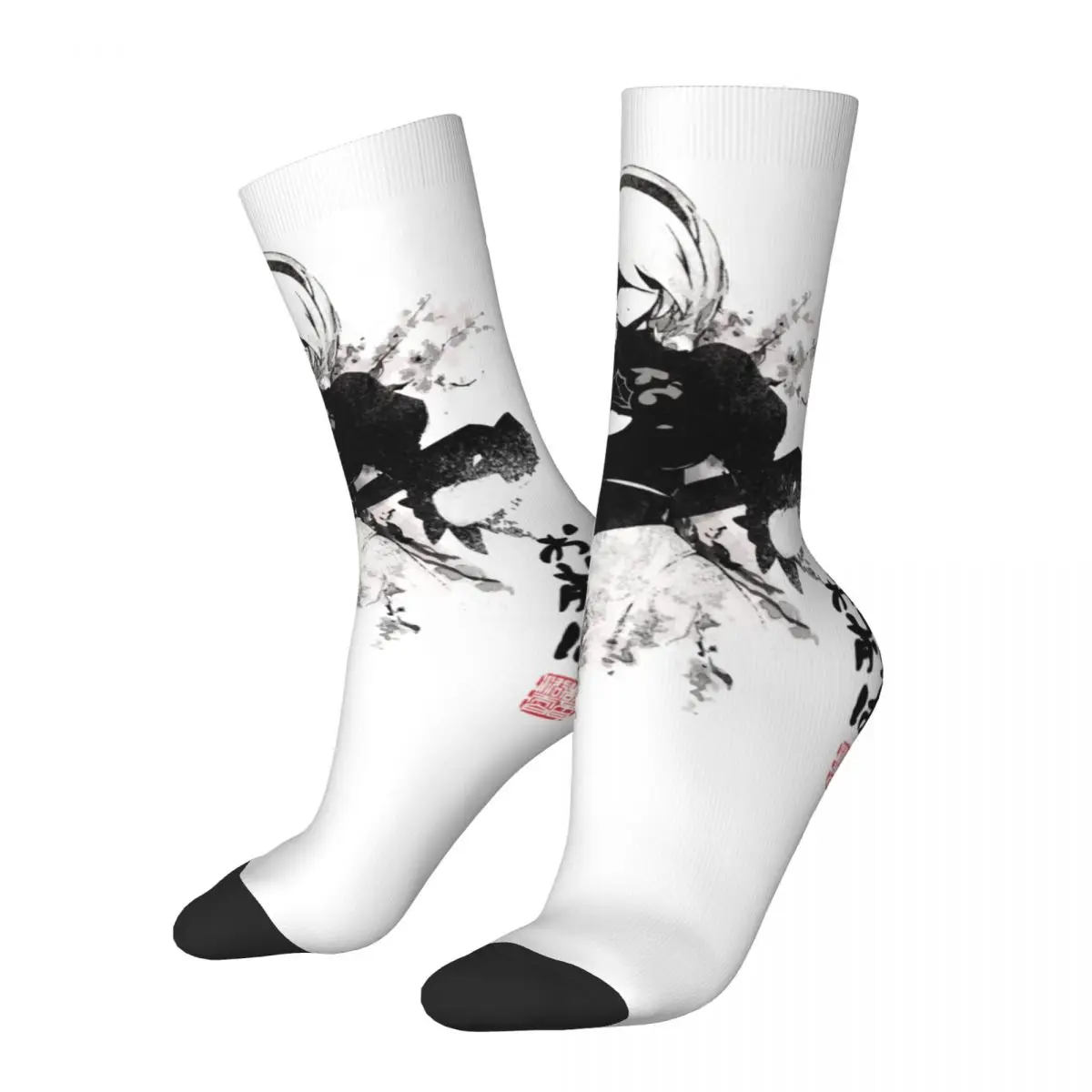 

Winter Warm Cool Unisex NieR Automata 2B Game Waifu Japan Ink Socks Non-slip Basketball Socks