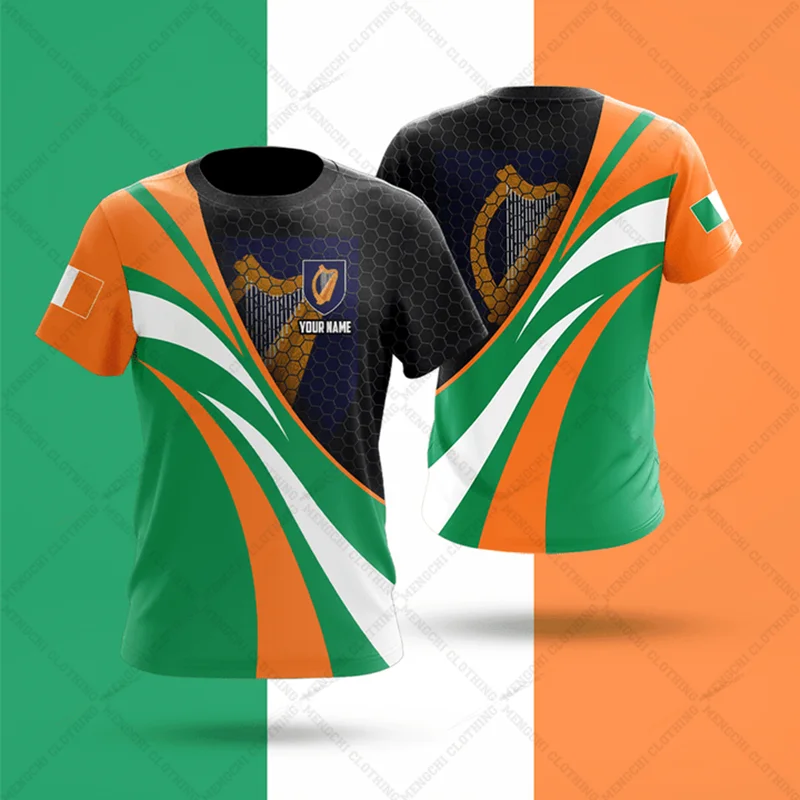 Ireland Emblem Personalized Unisex T-shirts Oversized Short Sleeve Tops Summer Casual Tees For Men Women And Kids Cool Jersey