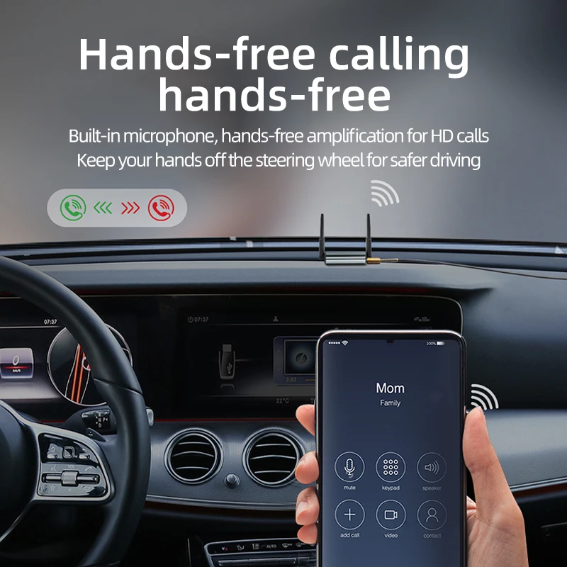 Elalcomm-Bluetoothオーディオレシーバー,高品質のサウンド,Bluetooth,AUX,マイク付きHDミュージックアダプター