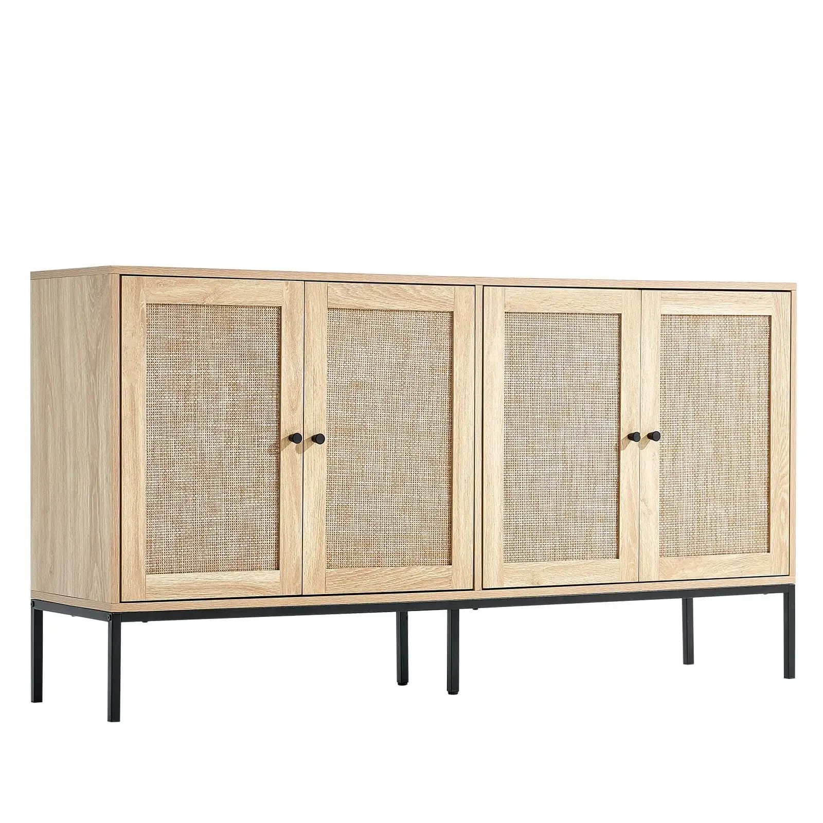 

Rattan Cabinet Storage with 4 Magnetic Doors & Adjustable Shelves Natural