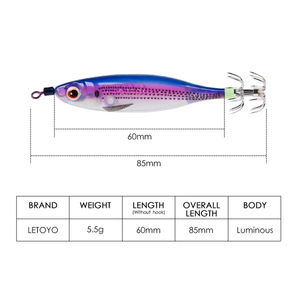 Simulation Jigs Lead Sinker Luminous Octopus Bait Fishing Tackle Wood Shrimp Lures Squid Hook