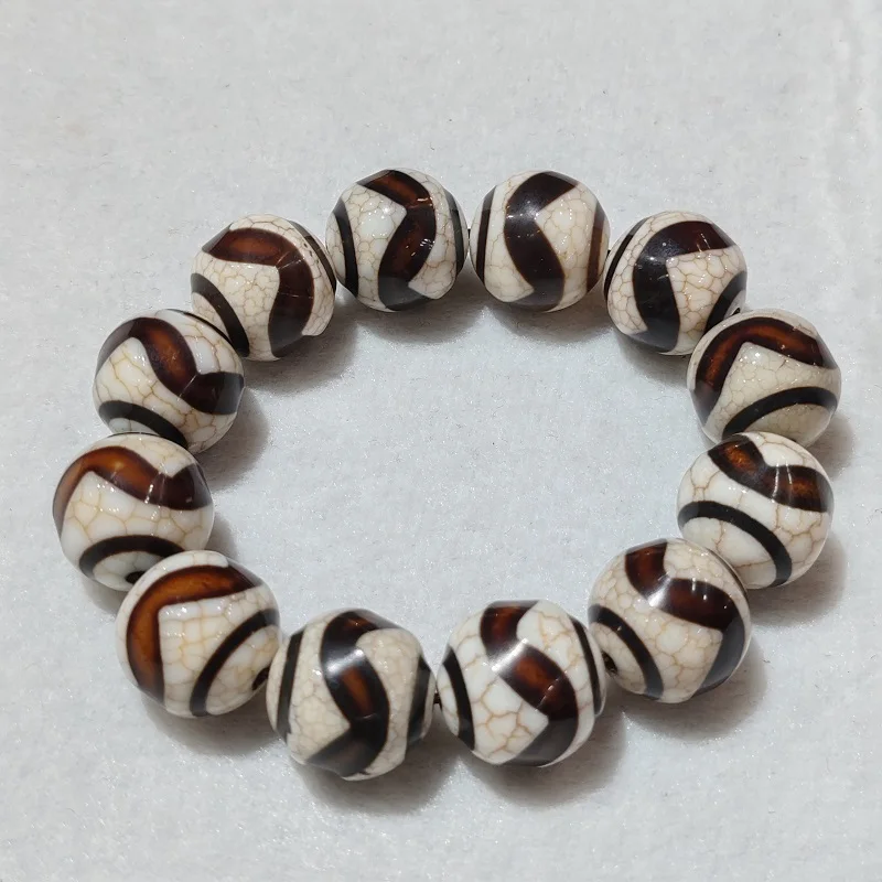 Xizang Agate Dzi Fire Sacrifice Dragon Scale Open Tiger Teeth Valuable Treasure Heavenly Pearl DIY Hand String