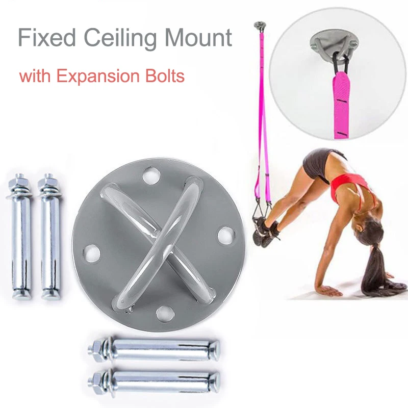Fixed Ceiling Cross Eye Anchor Mount Plate with Expansion Bolt Kit for Aerial Yoga Hammock Swing TRX Suspension Training