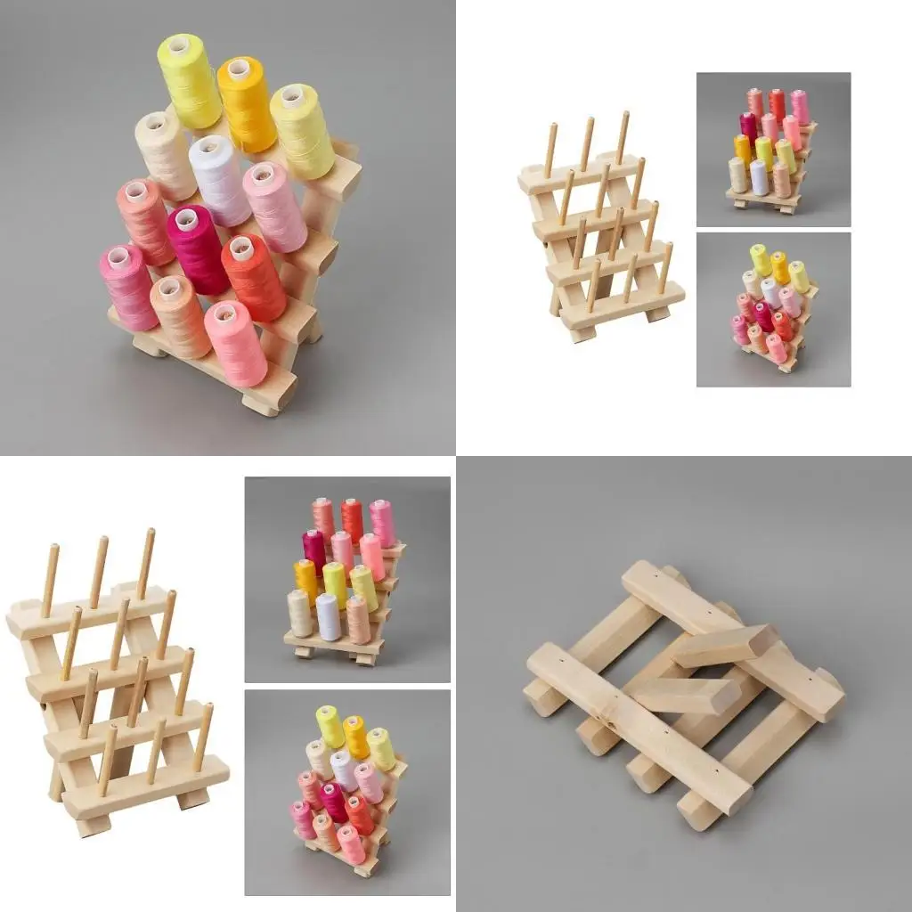 

Деревянная сложенная нить стойка 12 катушки нить деревянная стойка для хранения швейной вышивки.
