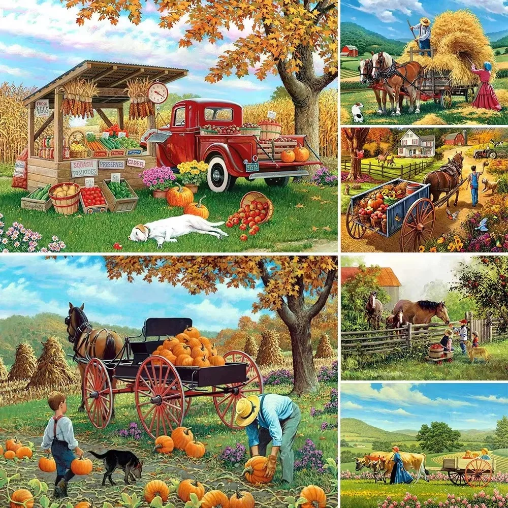 Country Lifestyle Harvest Scenery Jigsaw Puzzles 500/1000/1200/2000PCS Wall Decor for Living Room Perfect Gift No Frame