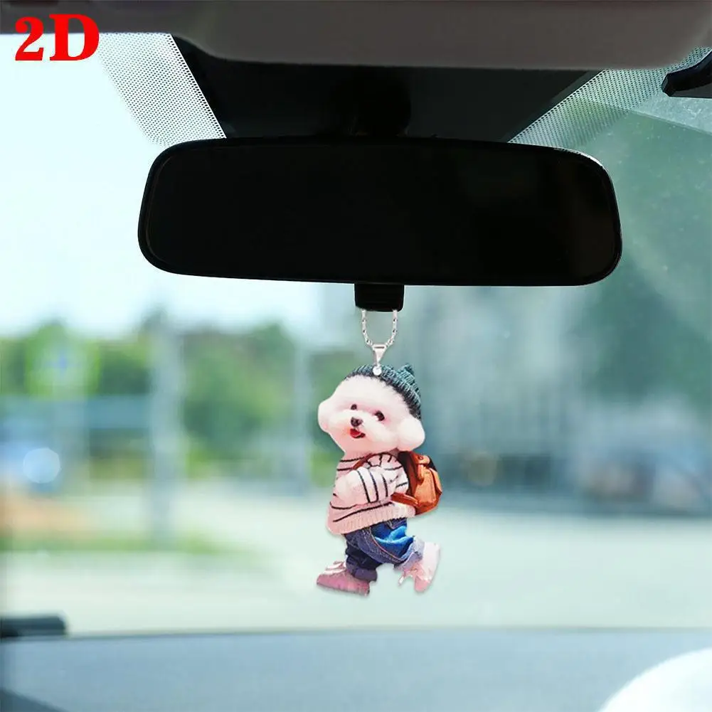 Creative Puppy Man Backpack Rearview Mirrors Pendant Styling Rearview Mirror Auto Decoration Gifts Suspension Accessories C J6Q7