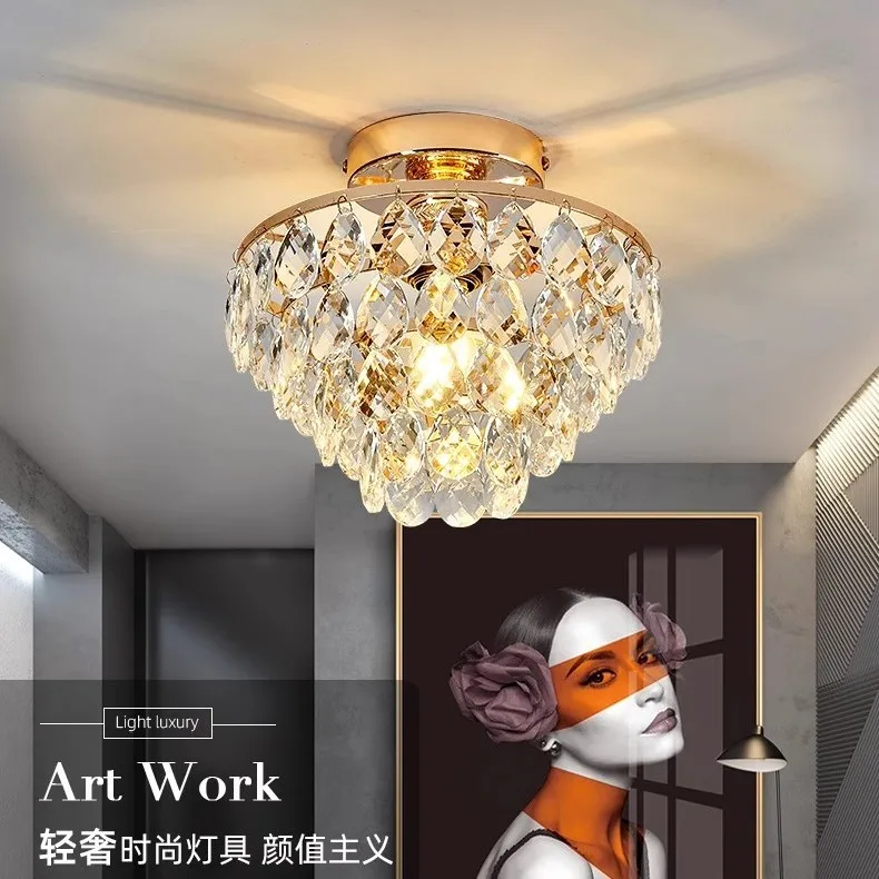 

Хрустальная люстра в американском стиле ретро, коридорный светильник, входной светильник, простой и легкий роскошный потолочный светильник для балкона, светильник для гардероба