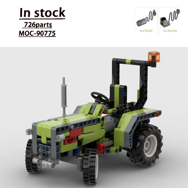 MOC-90775 Urban Farm Small Agricultural Tractor Building Block Model, 726Parts, Boys' Children's Birthday and Christmas Toy Gift