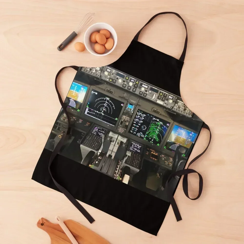 

B737Max cockpit view Apron Men'ss Men's Kitchen Kitchenware Ladies Apron