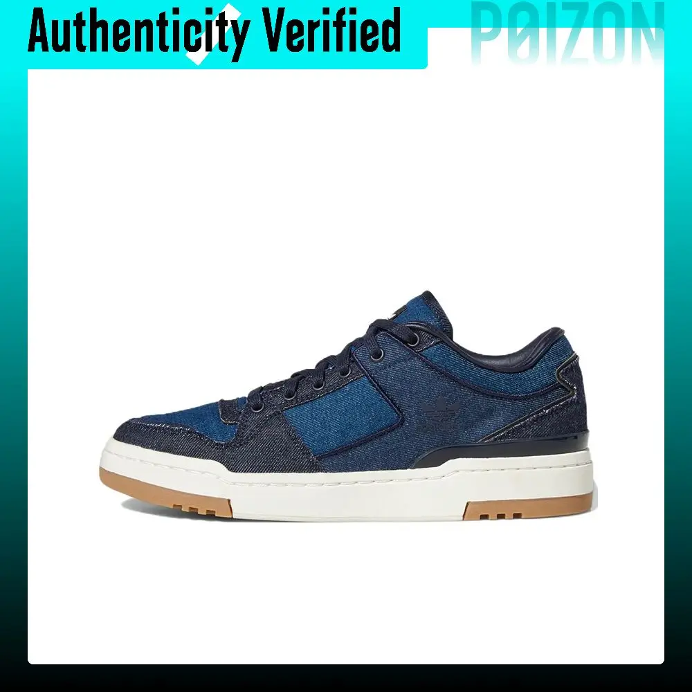 Adidas Originals FORUM Luxe Low Fabric Comfortable Abrasion Resistant Low top Skateboard Shoes Unisex Navy GW4354
