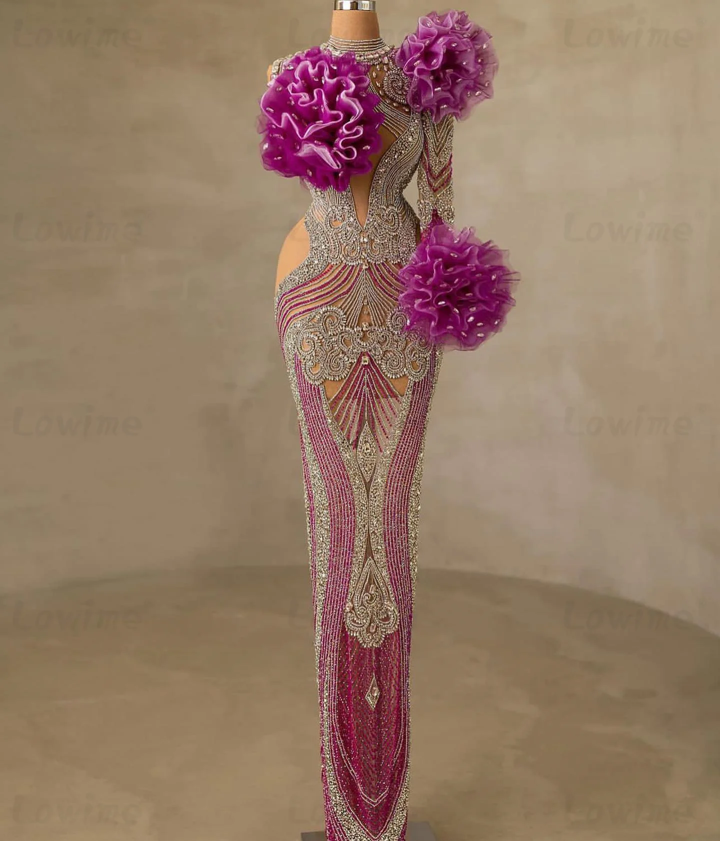 

﻿Luxury One Shoulder Party Dress Heavy Beaded Crystals Celebrity Dresses Customized Floor Length Evening Gowns Robe De Soiree