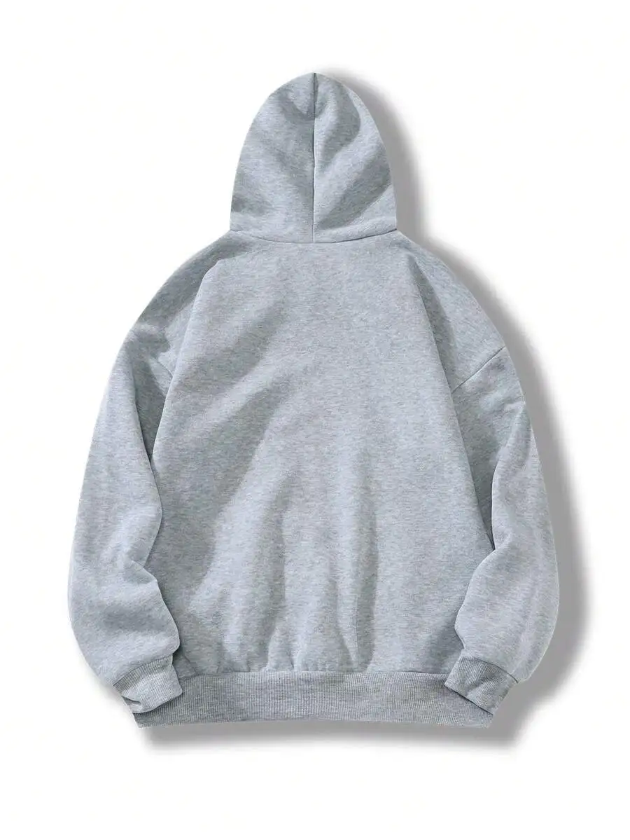 2026 Fashion New Arrival Letter Graphic Kangaroo Pocket Drawstring Hoodie Long Sleeve Casual Tops Basic Top T Shirt