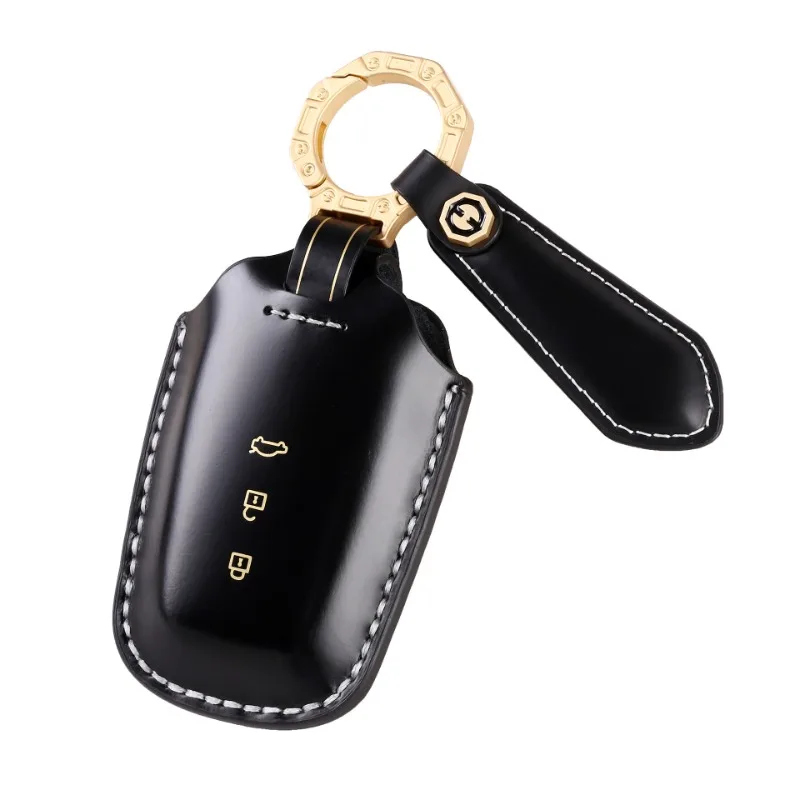 Genuine Leather Key Cover Case Remote Car for Toyota Highlander Asia Dragon 2024 Car Accessories Keychain Holder