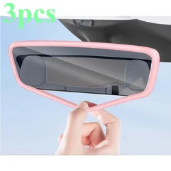 3pcs Silicone Car Interior Accessories Black White Pink Grey For Tesla Model 3 Y Rearview Mirror Protectors Interior Mouldings