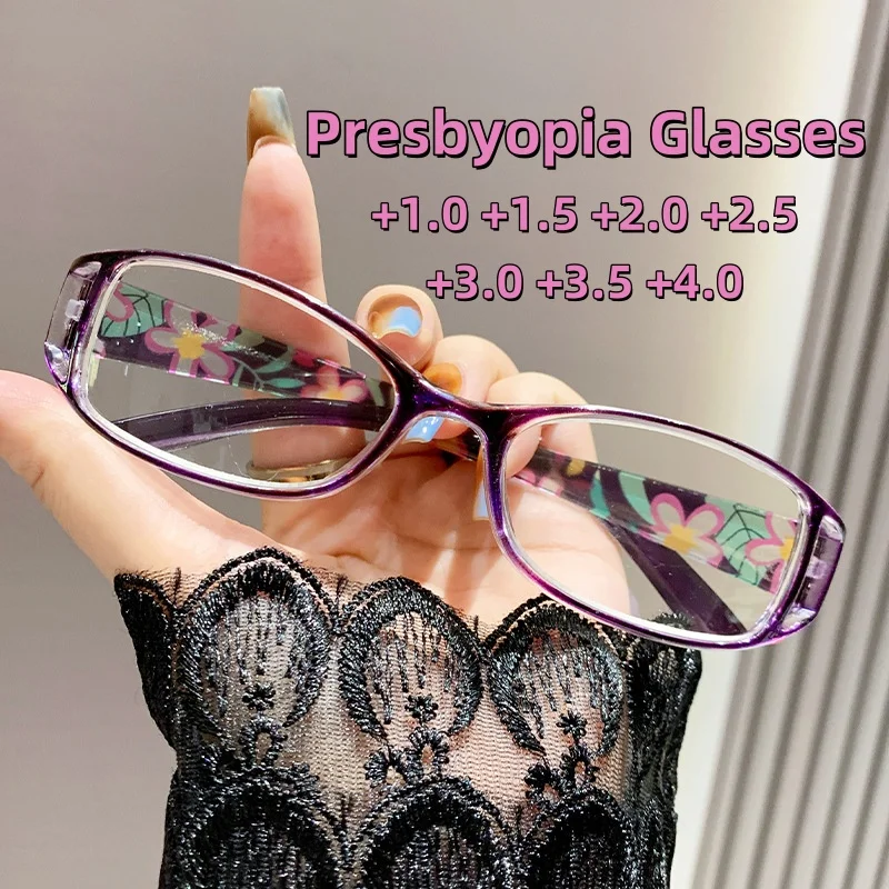 

Fashionable Small Frame Color Printed Presbyopia Glasses Women Elegant Ultra Light High-definition Transparent Lens Glasses