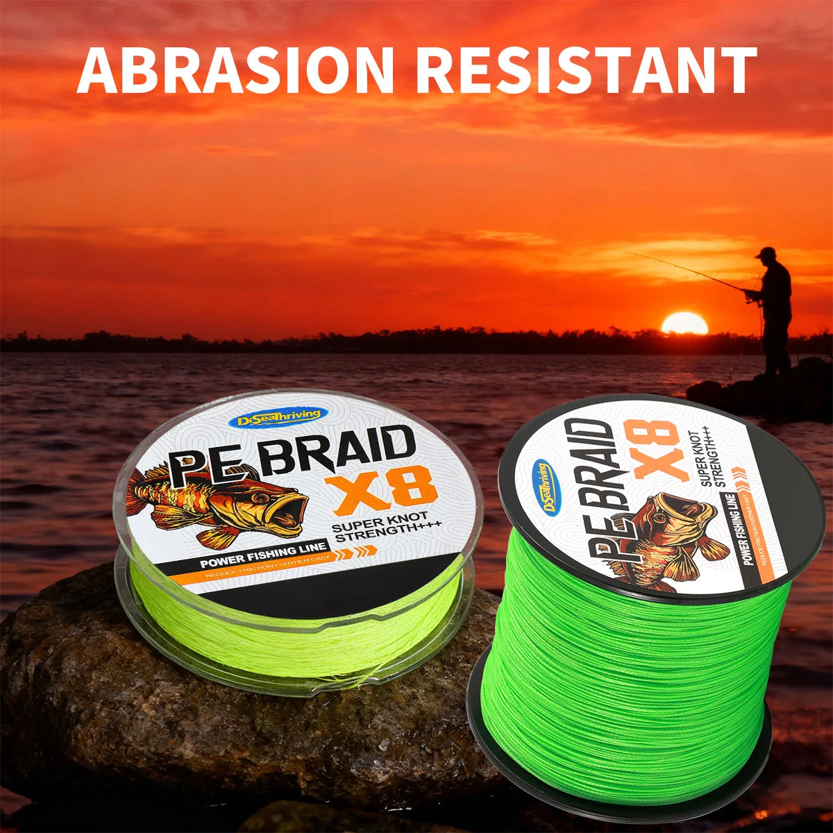 Línea de pesca trenzada, superlínea de alta sensibilidad y resistencia a la abrasión, sin estiramiento, sin decoloración de Color, alambre trenzado, línea súper PE