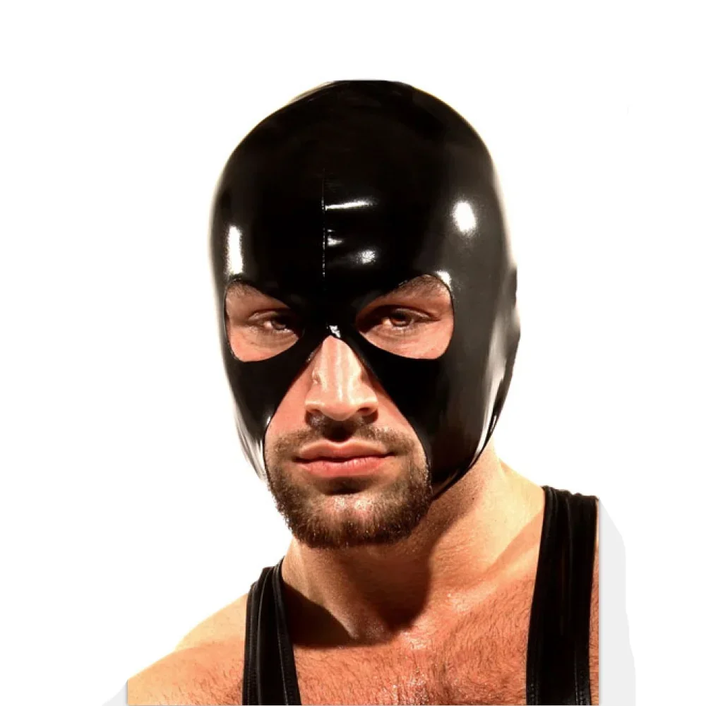 Sexy Leather Latex Hood Black Mask Cool Breathable Headpiece Fetish BDSM Bondage Adult Sex Games Coplay Mask For Costume Party