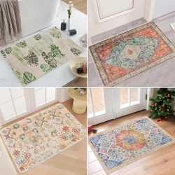 Leaves Printed Door Mat Ethnic Style Non-slip Kitchen Rug Laundry Room Entrance Floor Carpet Home Outdoor Decor Entryway Doormat