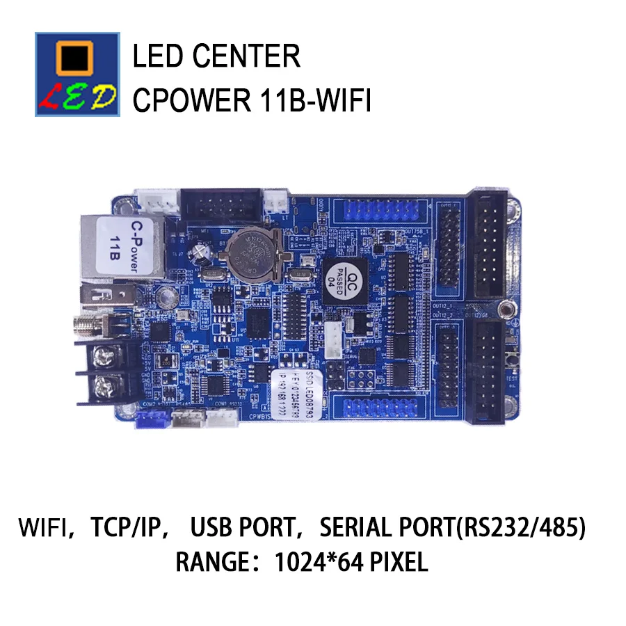 CPOWER 11B WIFI TCP/IP USB port RS232/485 led display control card 1024* 64 pixels; 7 colors without gray-scale