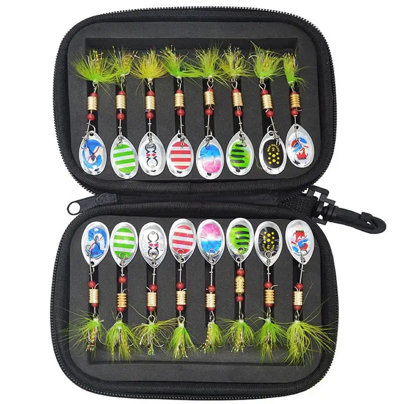 

Fishing Spinner Baits With Fishing Hook 16PCS Colorful Fishing Lures For Bass Fishing Lures Spinner Spoon Trolling Hard Baits