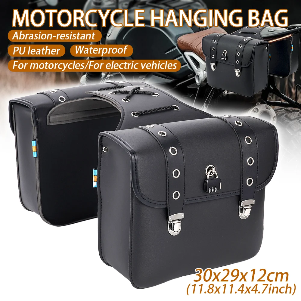 A Pair Black Motorcycle Hanging Bag, Saddle Bag, Edge Bag For Harley Prince Edge Bag Rain Proof Electric Bike Storage Tool Parts