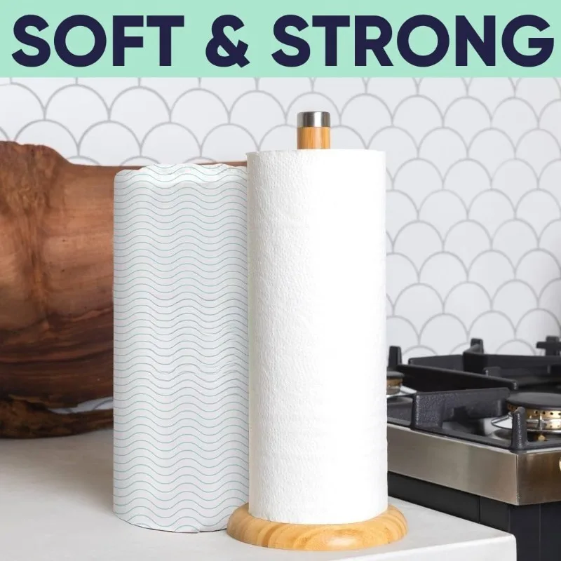 竹製ペーパータオル - 持続可能なクリーニング用の超吸収性と耐久性のあるペーパータオル 40 ロール - FSC 認証、