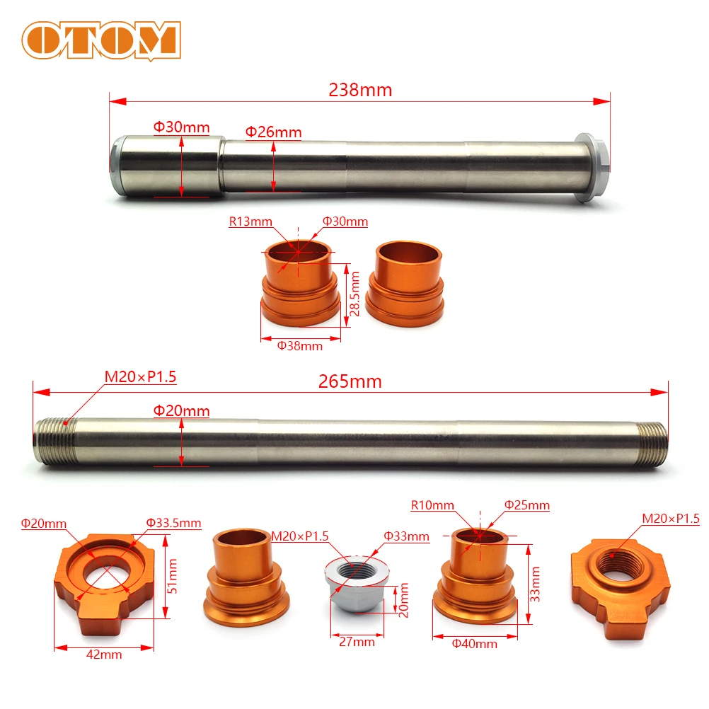 OTOM Motorcycle Front Rear Axle Kit Nut Bushing Liner Fork Wheel Shaft Sliders Cap Crash Protector Swingarm For KTM HUSQVARNA FC