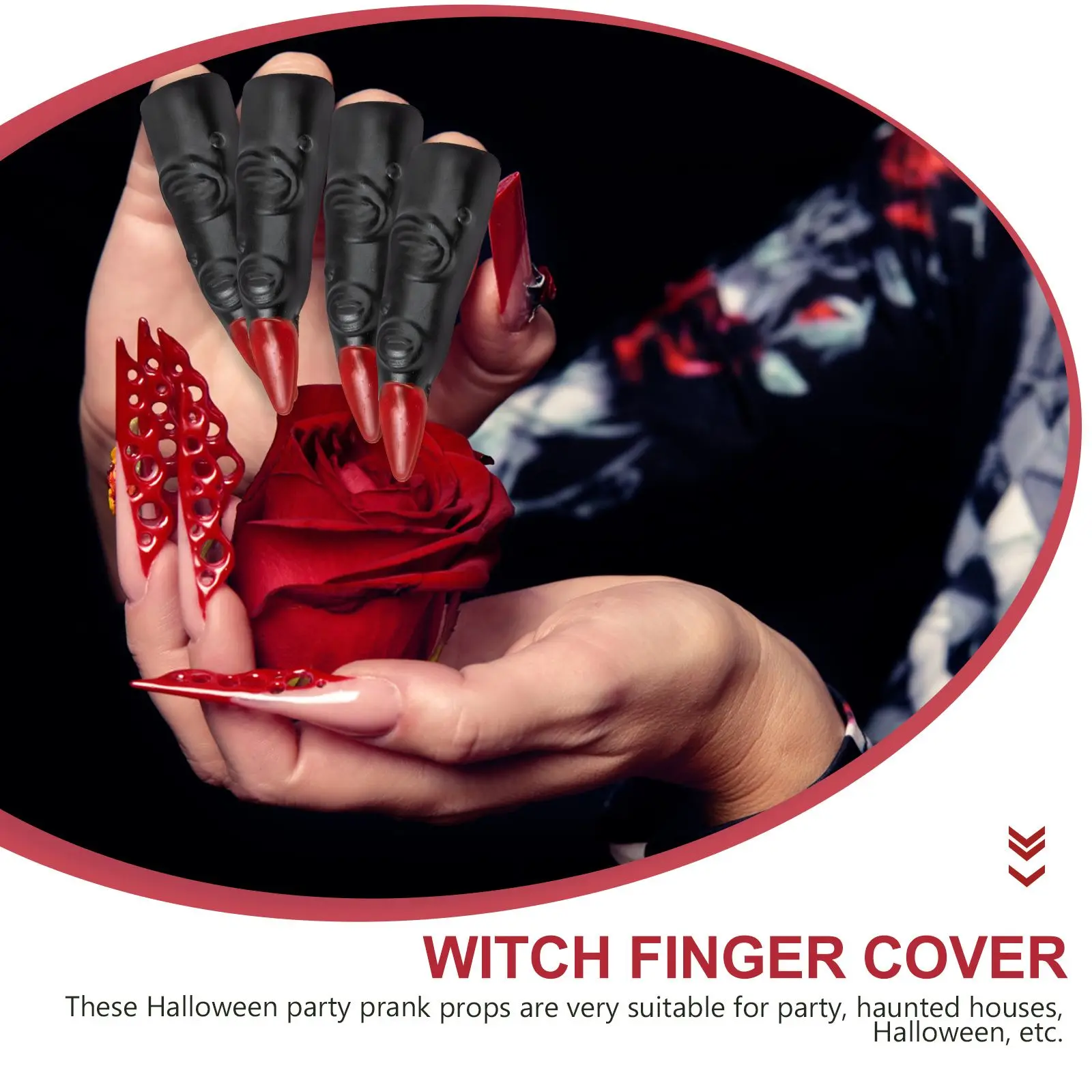 24 pezzi di unghie finte Ghoul Costume Puntelli di Halloween Dita finte spaventose in plastica