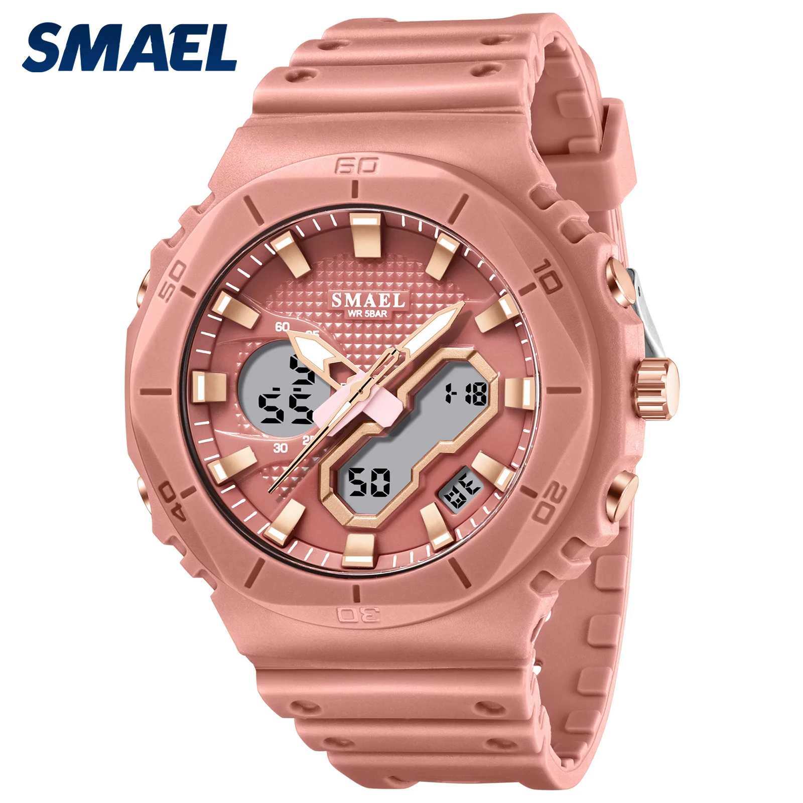 

SMAEL 8120 Водонепроницаемые наручные часы с автоматической датой, кварцевые часы, спортивный светодиодный будильник, двойной дисплей времени