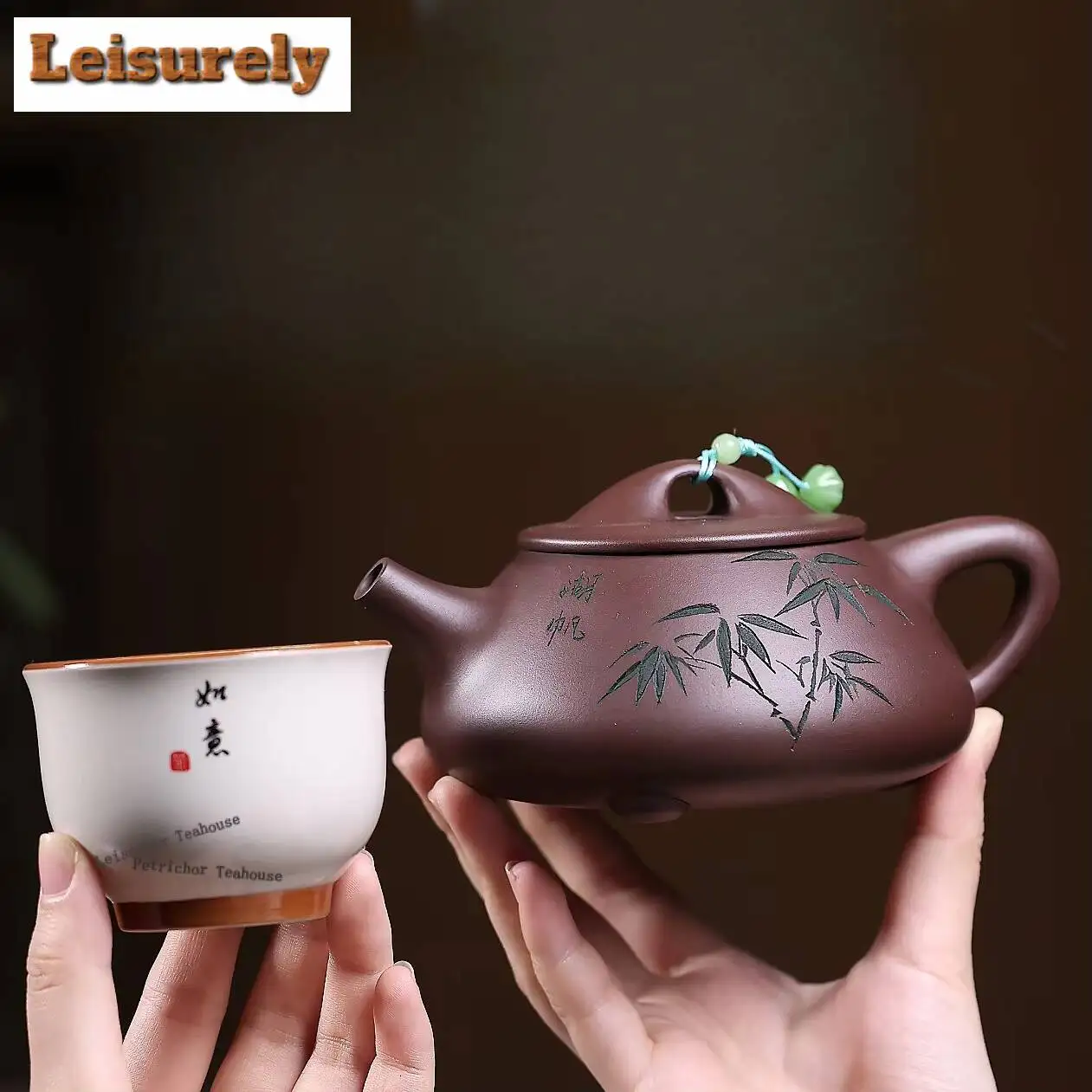 350ml Creative Yixing Purple Clay Teapots Handmade  Bamboo Shadow Full Ladle Pot Raw Ore Mud Kettle Zisha Tea Set Collection