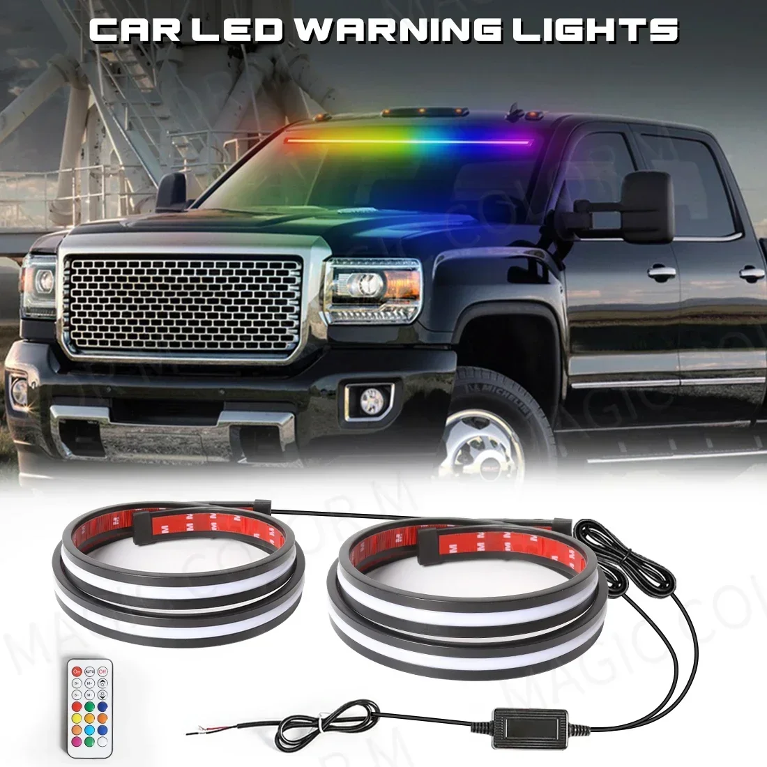 LED Emergency Flash Warning Lamp Universal 12V 24V RGB Flexible Pedal Lamp Strobe Strip Daytime Running Light For Truck Vehicle