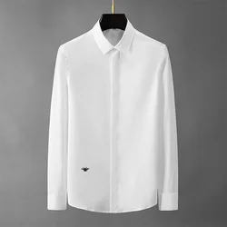 Spring and Autumn New Long Sleeve Business Men's Shirt with Little Bee Embroidery Fashion Slim Fit Shirt