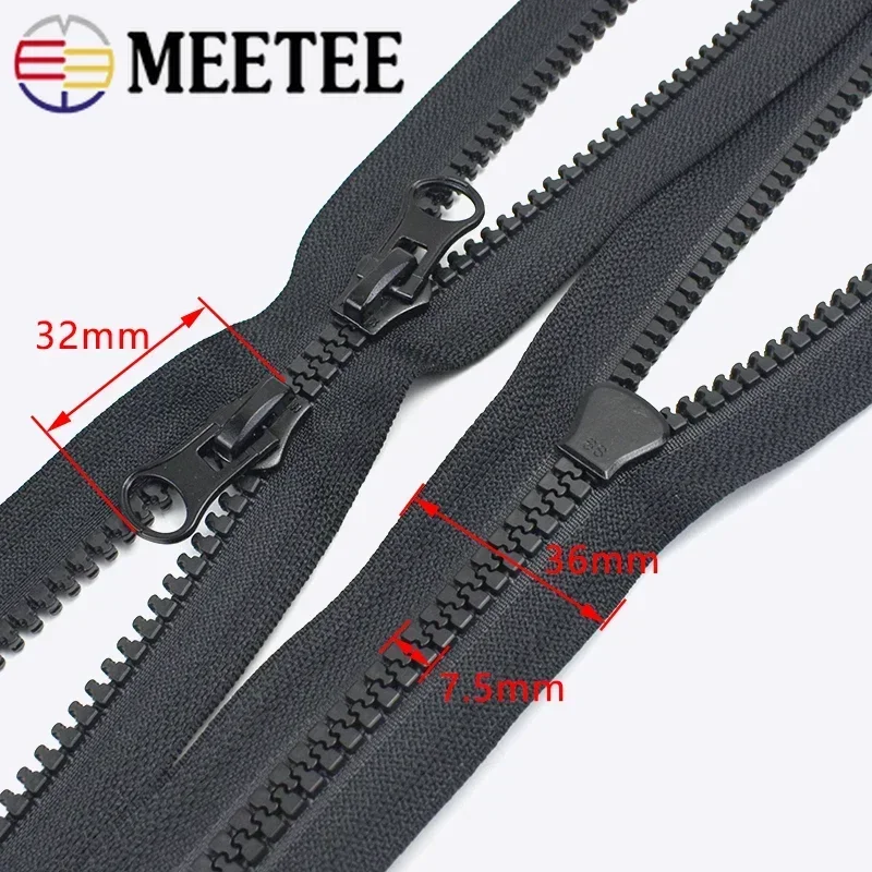 70-200cm Meetee 8# Resin Zippers Open-end Long Zipper for Jackets Coat Bags Tent Zip Repair Kit DIY Tailor Sewing Accessories