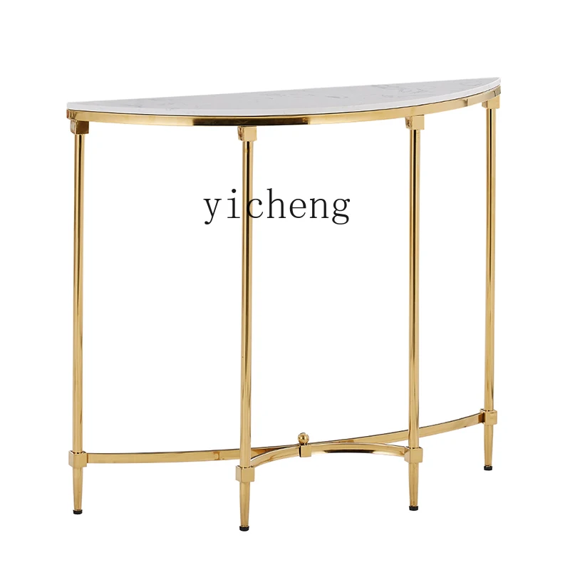 

Tqh Arc Console Tables Semicircle Stainless Steel Storage Rack Marble Hallway Entrance Cabinet