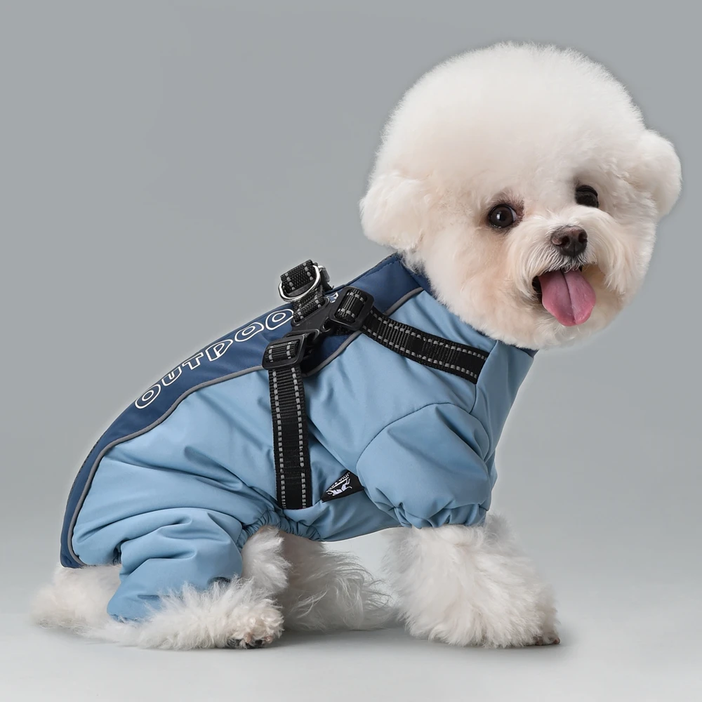 Geschirr Overall Hundekleidung Kleiner Welpe Mittelgroßes Tier Haustier Windjacke Schneeoverall Winter Fleece Polsterung Pudel York Schneeanzug – Detail 12