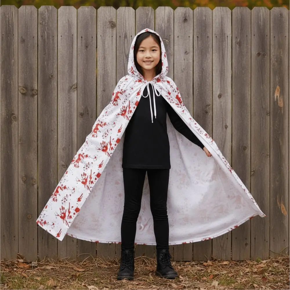 Stretchy Halloween Bloody Cloak Breathable Washable Durable Blood Splatter Stockings Realistic Blood Print Vivid Color