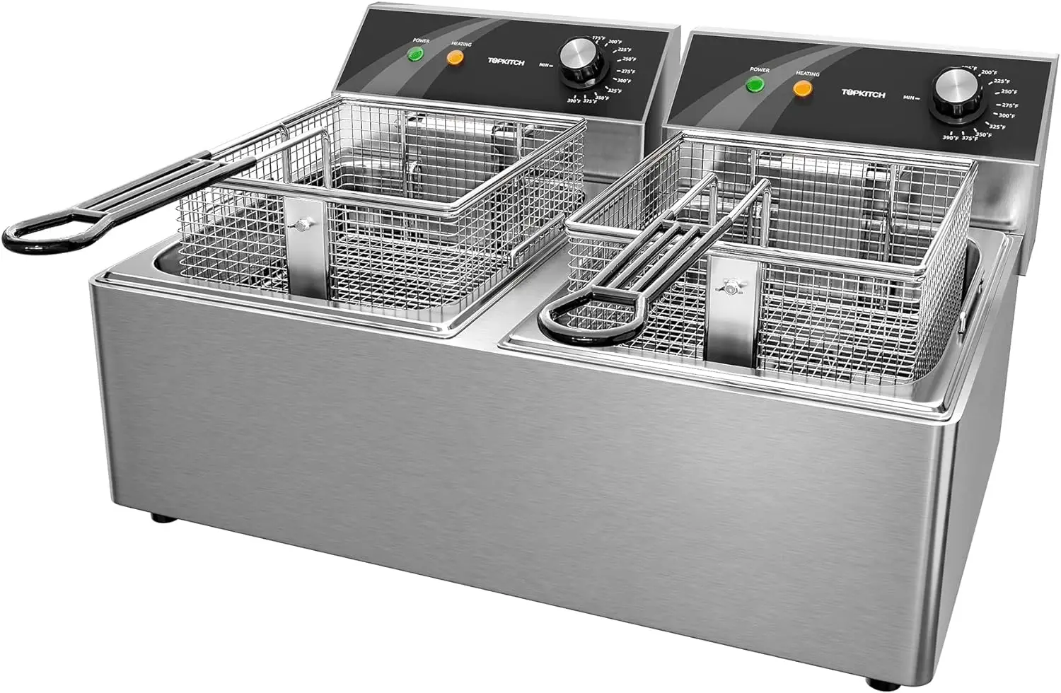 Friteuse commerciale en acier inoxydable pour touristes, précieux avec 2 paniers, capacité de 10l x 2, friteuse à dessus de seau électrique pour restaurant