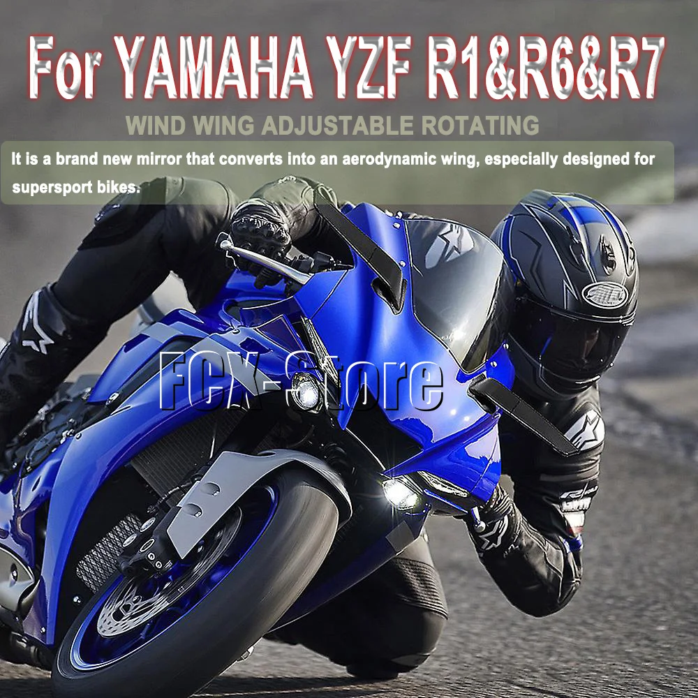 For Yamaha YZF R1 2015-2023 R6 2017-2022 R7NEW Motorcycle Side Rear View Mirrors Adjustable Rotating Windwing Rearview Mirror