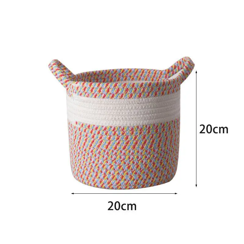 Powerful Laundry Basket Hand Woven Cotton Rope Dirty Clothes Bohemian Style Home Goods Children\'s Toys Woven Baskets  Baskette