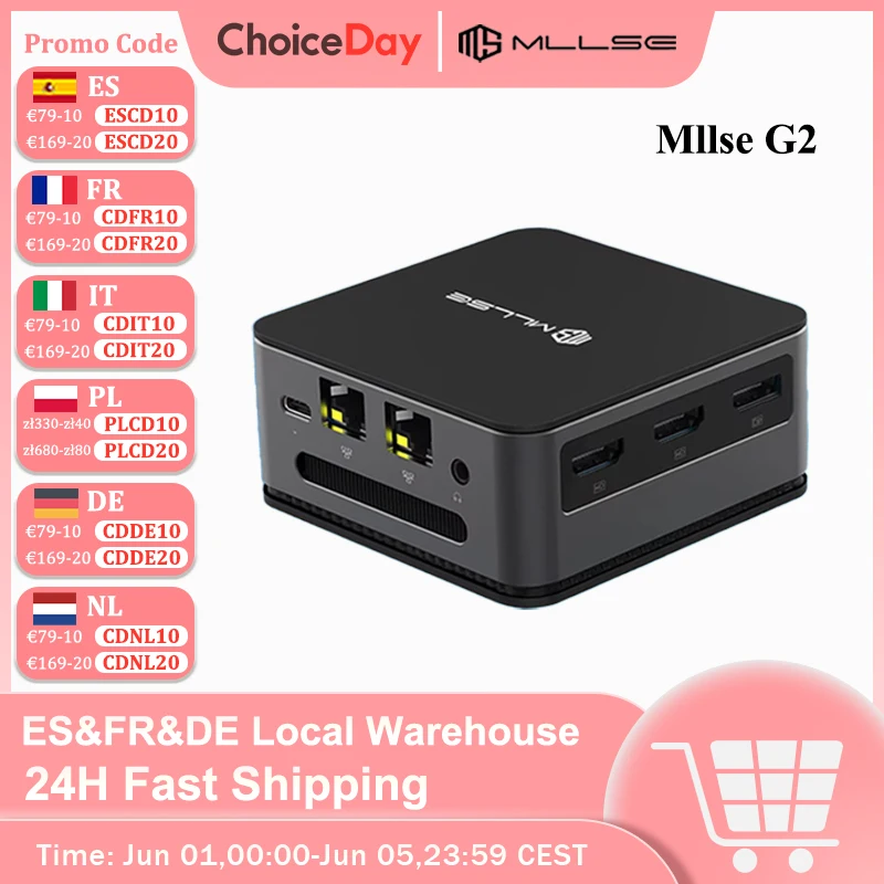 MLLSE G2 Mini-PC Windows 11 Pro Alder Lake N100 Intel 12. 512 GB ROM DDR4 12 GB RAM WiFi 6 BT5.2