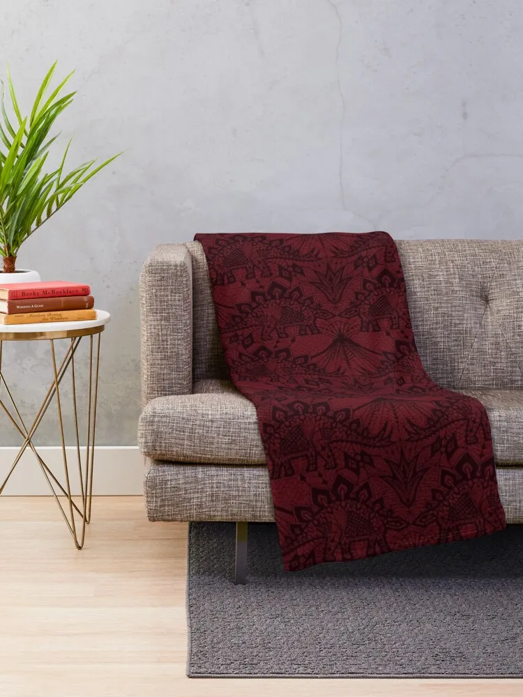 Stegosaurus Lace - Burgundy Throw Blanket Loose Luxury Polar blankets ands Blankets