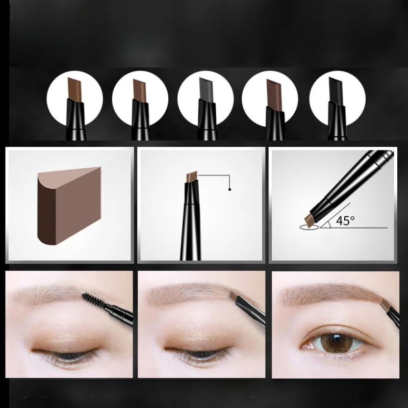 Waterdicht wenkbrauwpotlood Donkerbruin, Premium wenkbrauwpotlood Waterdicht Langdurig Easy Ware Wenkbrauwpen met wenkbrauw