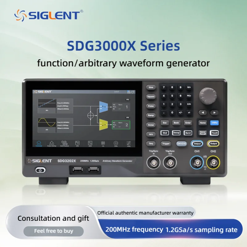 

Siglent Function/Arbitrary Waveform Generator SDG3082X/SDG3162X/SDG3202X Dual, Maximum output frequency 200MHz 1.2 GSa/s