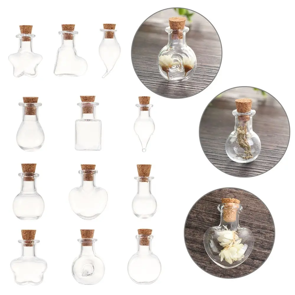 5pcs Mini Glass Cork Bottles Empty Sample Jars Wishing Bottle Wedding Home Decoration DIY Pendants Cork Stopper Storage Vial