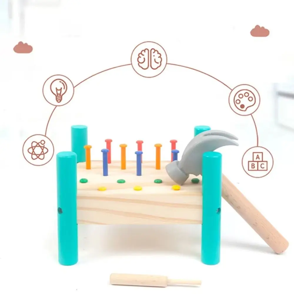 Montessori Klop Nagels Gereedschap Speelgoed Plastic Nagel Hout Dubbele Kanten Pegboard Speelgoed Kleurrijk Vroeg Leren Baby Hamer Hit Houten Speelgoed