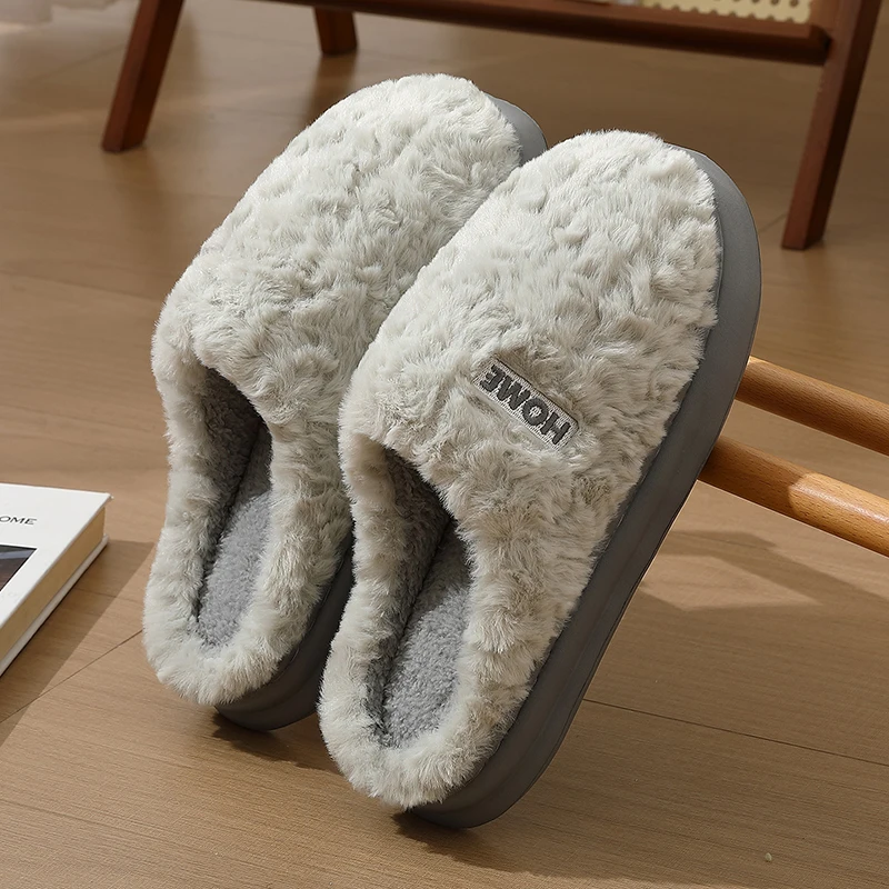 

Зимние теплые плюшевые тапочки для мужчин и женщин, нескользящие, мягкие, комфортные, на плоской подошве, для дома, спальни, парные тапочки для дома