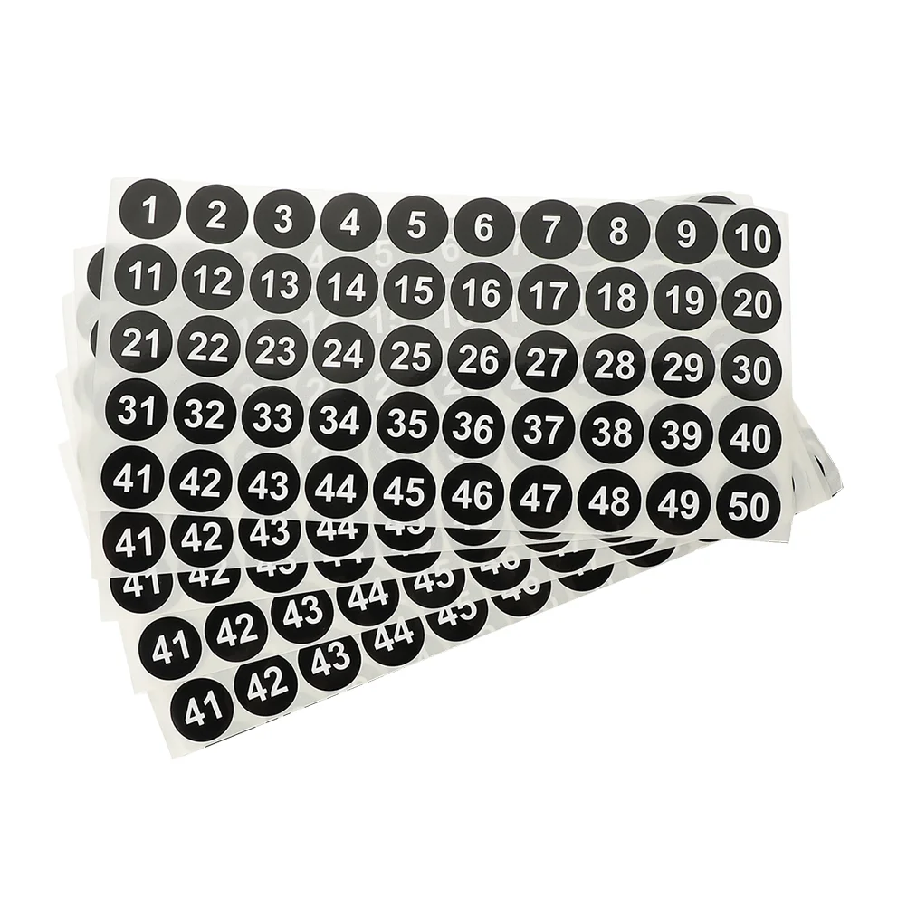 5 Sheets Digital Label Number Labels Stands 1 to 50 Stickers Numbered Classification Caps Support Holder Gem