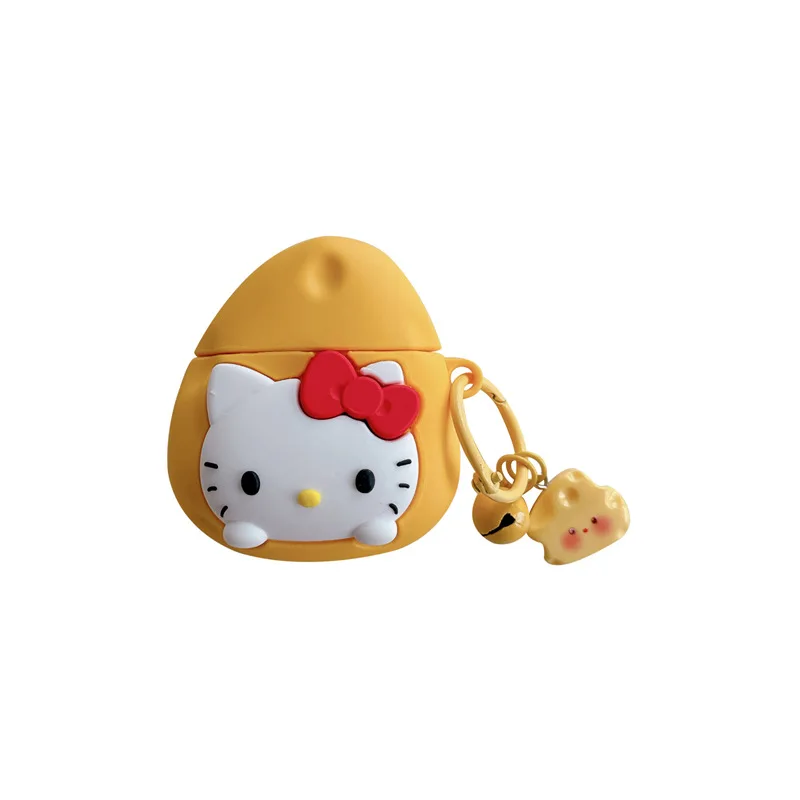Hello Kitty keju dengan gantungan kunci, untuk Airpods Pro 2, lembut tahan guncangan Earphone penutup silikon untuk Airpods Pro casing Funda Girls