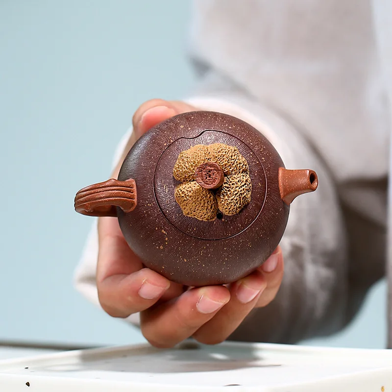 Yixing Famous Purple Clay Pure Handmade Mountain Bamboo Small Teapot 100Ml Imitation Kung Fu Tea Set One Piece Dropshipping